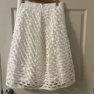 J. Crew White Midi A-Line Skirt w/punched out detail size 2